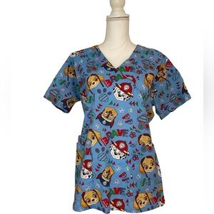 Nickelodeon Brave Paw Patrol Nursing Medical Scrub Top w/ Pockets Women’s Medium